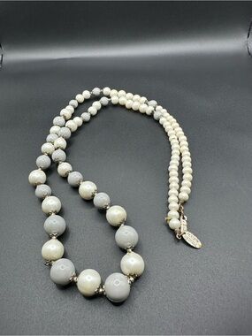 Vintage Miriam Haskell Signed Elegant Two-Tone Pearl Necklace